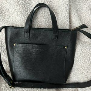 Portland Leather Zippered Black Mini Tote Crossbody